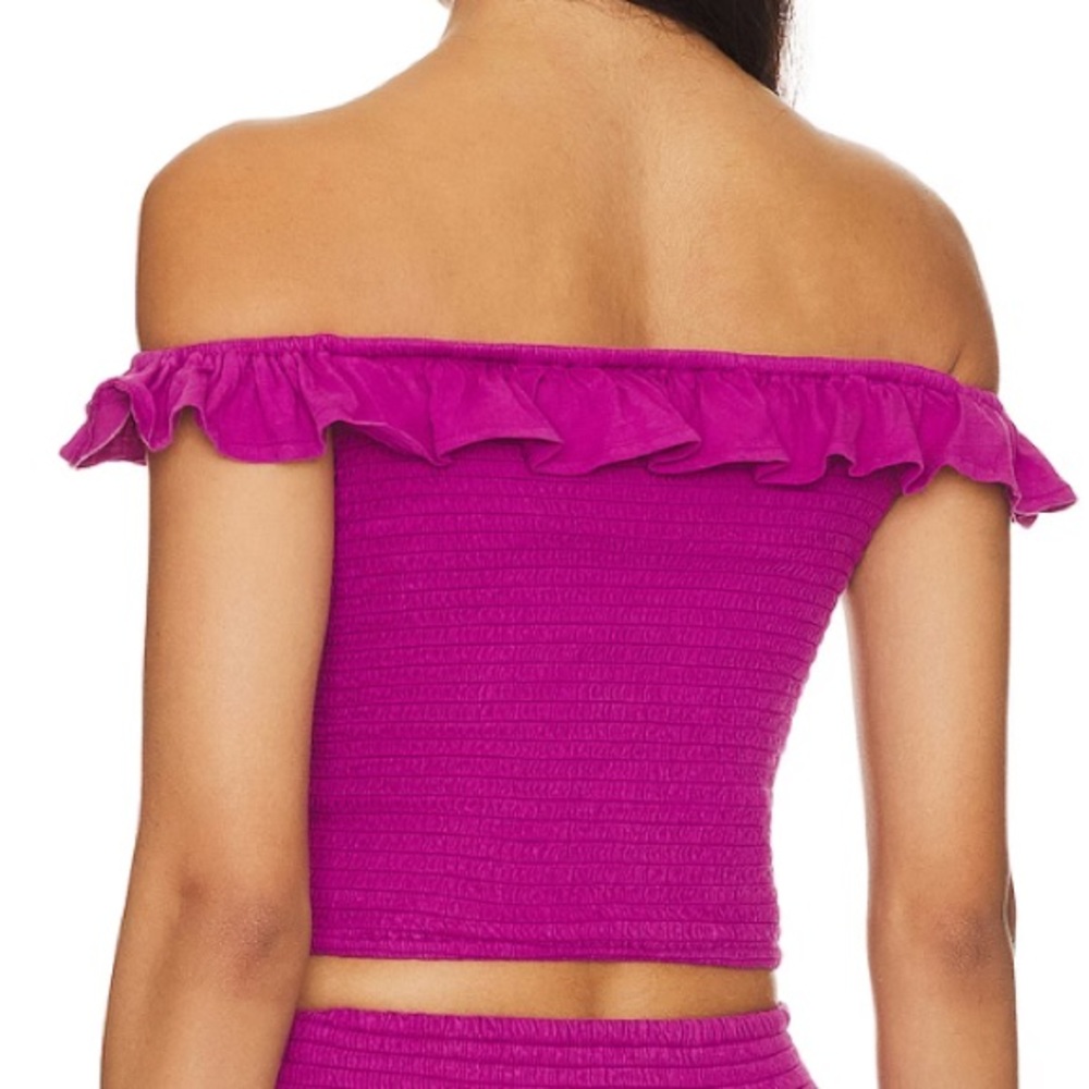 Bobi WHITE Ruffle Off the Shoulder Top - Picture 3 of 5